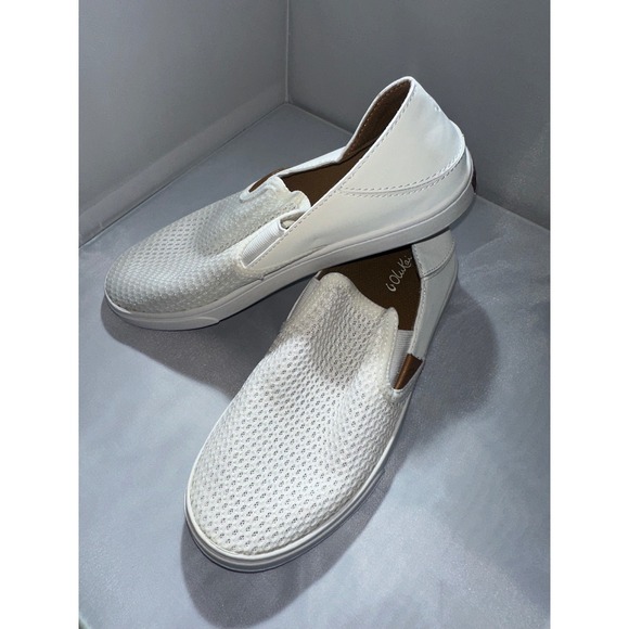 OluKai Shoes - OluKai Pehuea Womens 7.5 White Mesh Slip On Sneakers 20271-WBWB Drop-In Heel